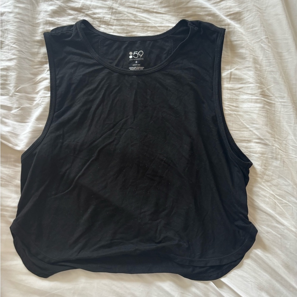 Splits59 Black Sleeveless Crop Tank Top